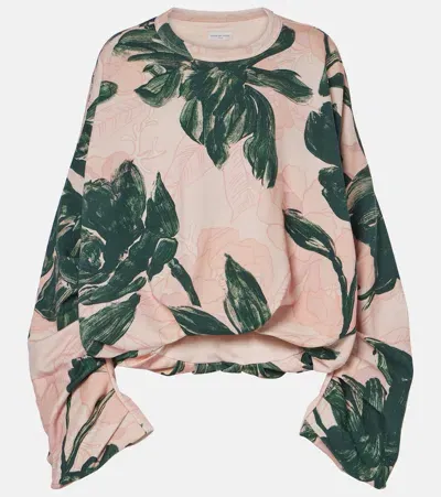 Dries Van Noten Floral Cotton Jersey Sweatshirt In Green