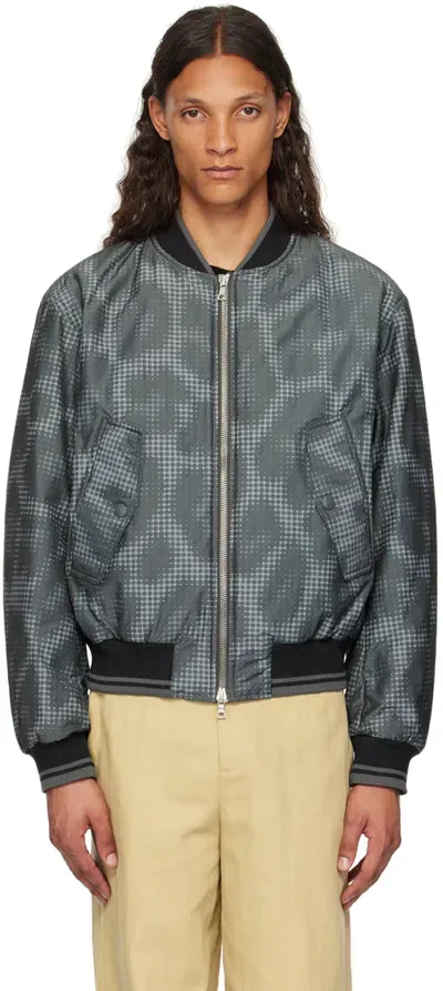 Dries Van Noten Gray & Blue Printed Bomber Jacket In 506 Raf