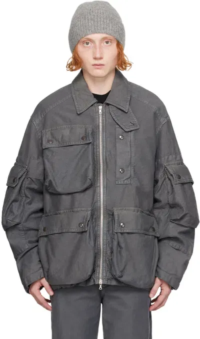 Dries Van Noten Gray Flap Pocket Jacket In Grey