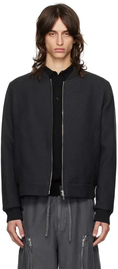 Dries Van Noten Gray Wool Bomber Jacket In 901 Anthracite