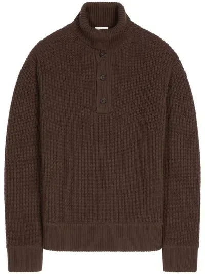 Dries Van Noten High Collar Sweater In 704 Dark Brown