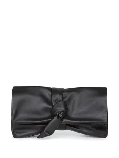 Dries Van Noten Knot Leather Clutch Bag In Black