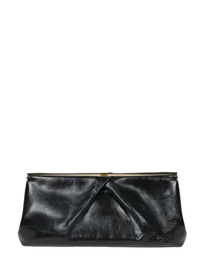 Dries Van Noten Large Leather Clutch Bag In Black