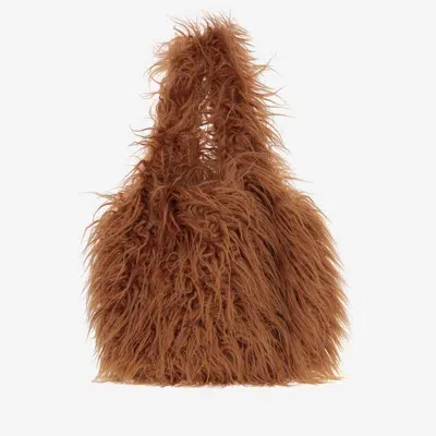 Dries Van Noten Faux Fur Handbag In Brown