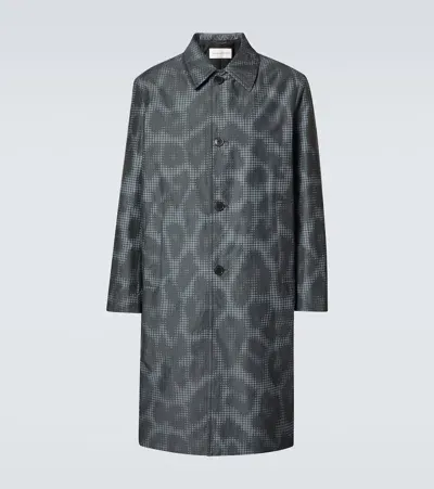 Dries Van Noten Leopard-print Checked Car Coat In Raf