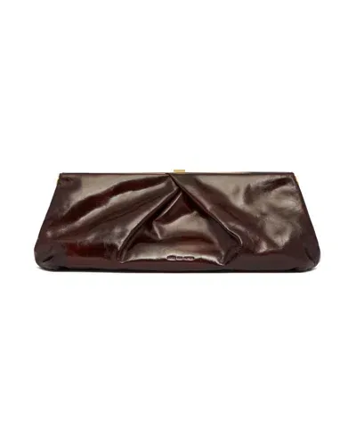 Dries Van Noten Logo Embossed Large Clutch Bag In Brown