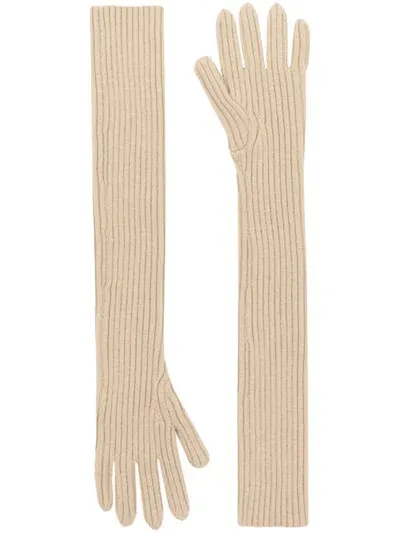 Dries Van Noten Long Wool Gloves In Neutrals