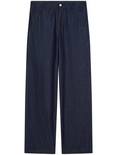 Dries Van Noten Pleated Denim Trousers In Blue