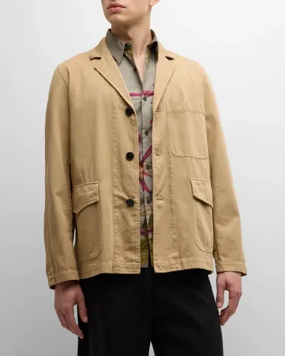 Dries Van Noten Men's Bramptons Twill Jacket In Beige