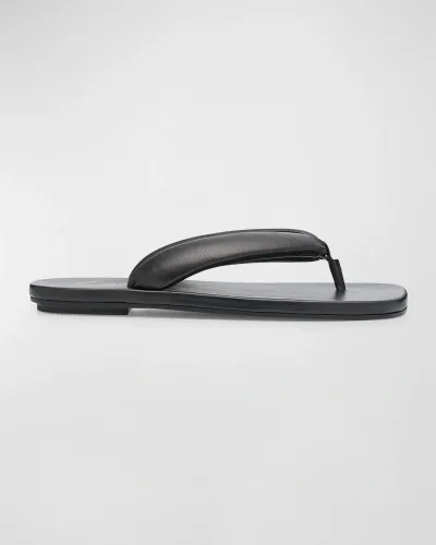 Dries Van Noten Brown Leather Flip Flops In Black