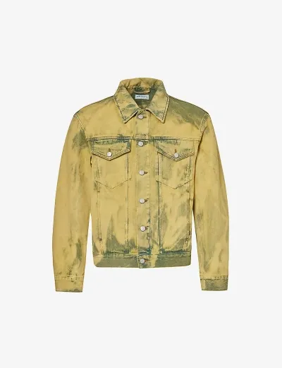 Dries Van Noten Mens Lime Washed Flap-pocket Denim Jacket