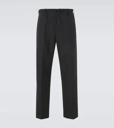 Dries Van Noten Mid-rise Wool Toile Straight Pants In Black