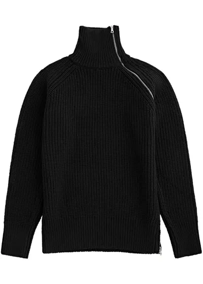 Dries Van Noten Monty Ribbed Wool Jumper In 900 Black