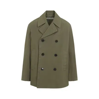 Dries Van Noten Overdyed Cotton Coat In Gray