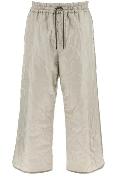 Dries Van Noten Drawstring Quilted Trousers In Beige