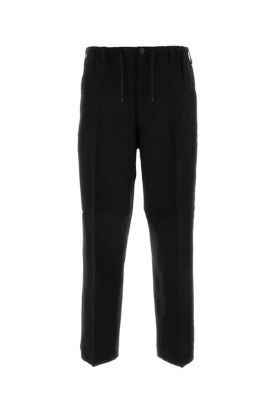 Dries Van Noten Black Stretch Linen Blend Pant