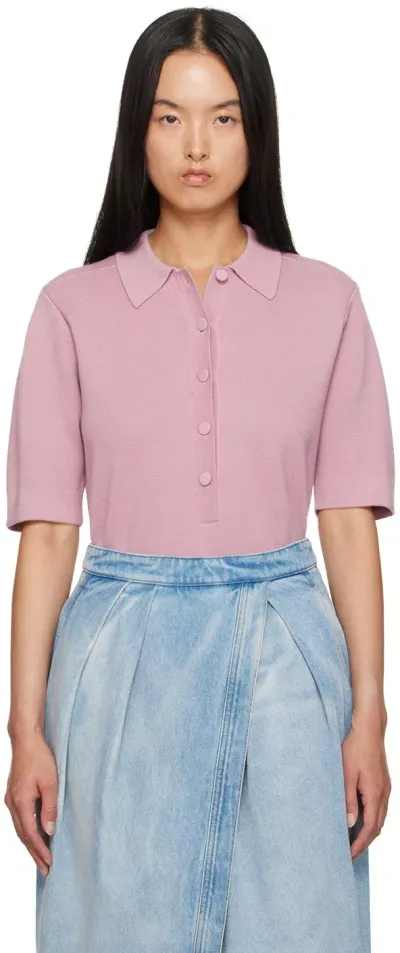 Dries Van Noten Pink Merino Wool Polo In 305 Pink