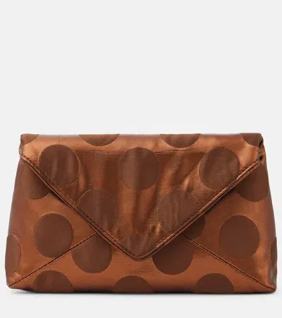 Dries Van Noten Polka-dot Metallic Clutch In Brown