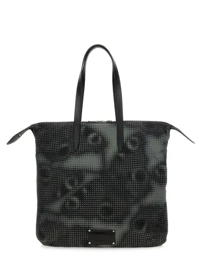 Dries Van Noten Printed Cotton Denim Tote Bag In Black