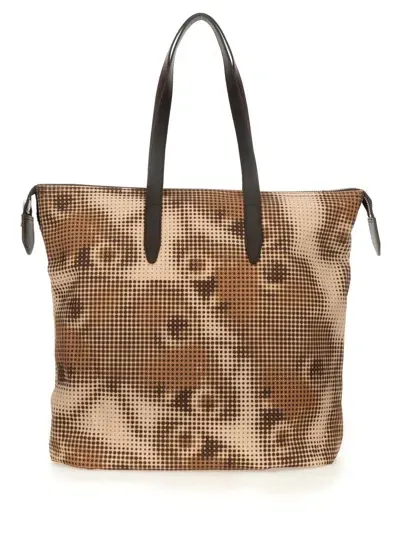 Dries Van Noten Printed Cotton Denim Tote Bag In Multicolour