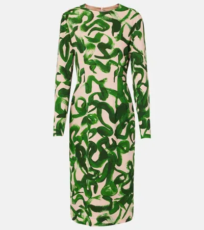 Dries Van Noten Printed Midi Dress In Green