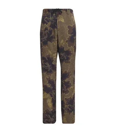 Dries Van Noten Printed Penny Trousers In Braun