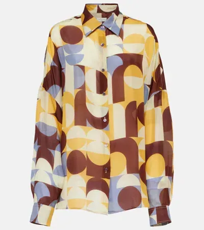 Dries Van Noten Printed Silk Shirt In Yellow