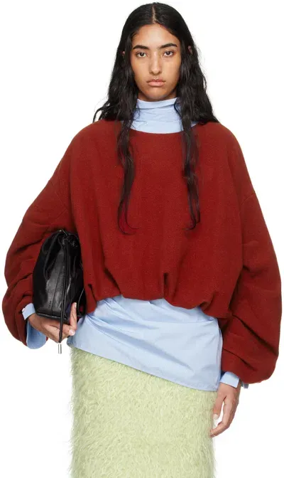 Dries Van Noten Red Draped Sweater In 360 Brique