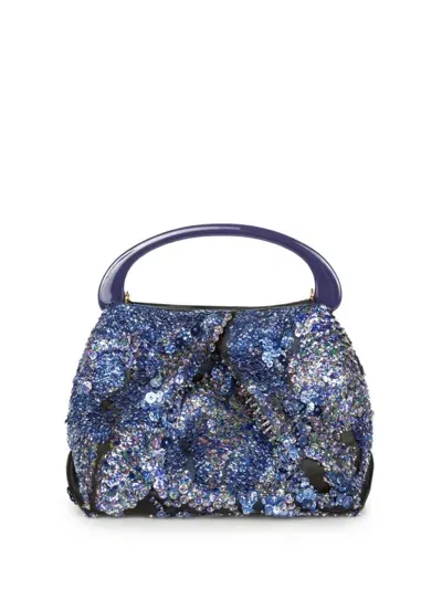 Dries Van Noten Sequin-embroidered Mini Bag In Blue