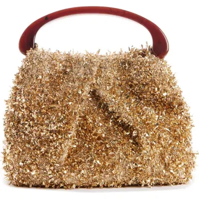 Dries Van Noten Small Sparkle Top Handle Bag In Metallic