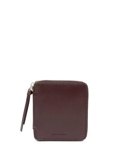 Dries Van Noten Square Zip Leather Wallet In Red