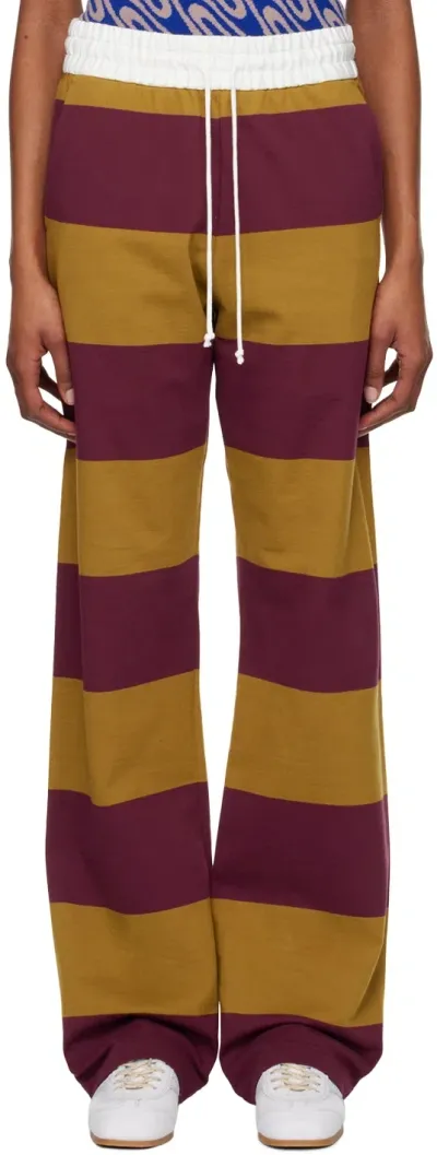 Dries Van Noten Tan & Red Striped Lounge Pants In 203 Mustard