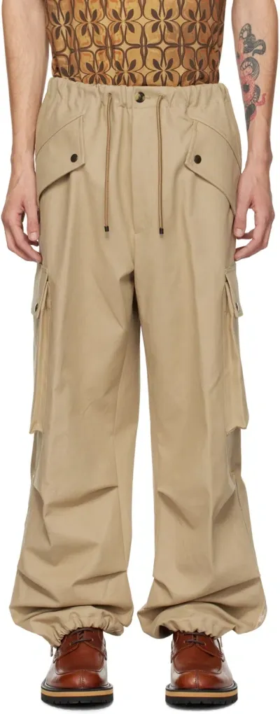 Dries Van Noten Tan Loose Cargo Pants In 102 Camel