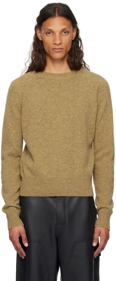 Dries Van Noten Tan Merino Wool Sweater In 110 Dark Camel