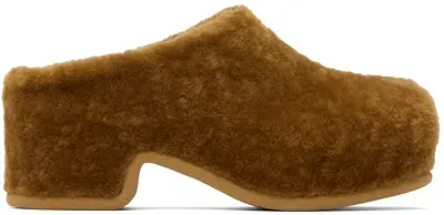 Dries Van Noten Tan Shearling Clogs In 712 Tan