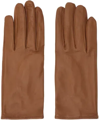 Dries Van Noten Tan Soft Leather Gloves In 712 Tan