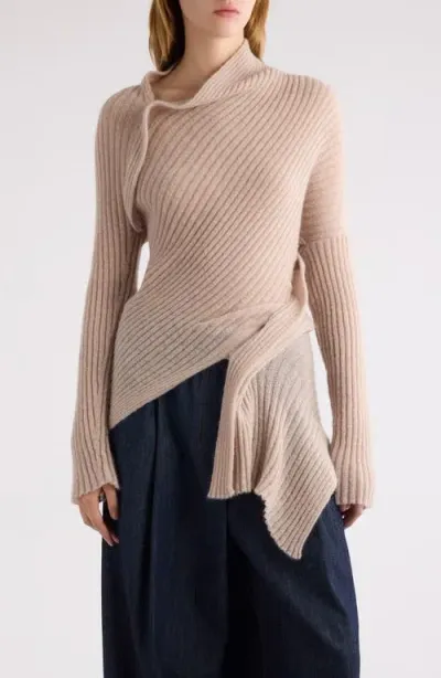 Dries Van Noten Tender Asymmetric Sweater In Beige