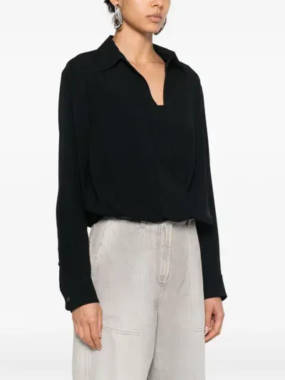 Dries Van Noten Women Long Sleeve Wrap Top In 900 Black