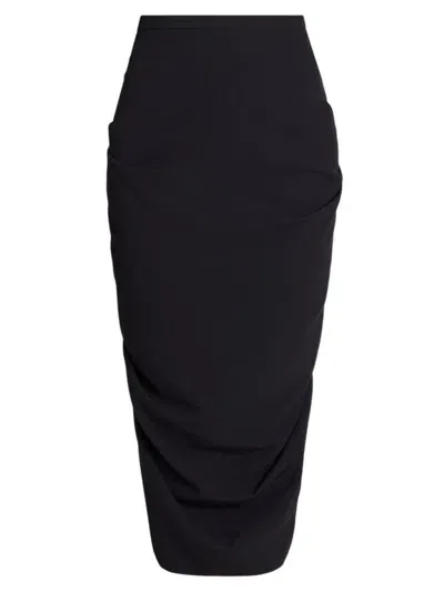 Dries Van Noten Ruched Detailed Midi Skirt In Black