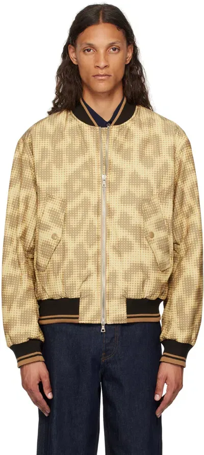 Dries Van Noten Yellow Printed Bomber Jacket In 101 Sand