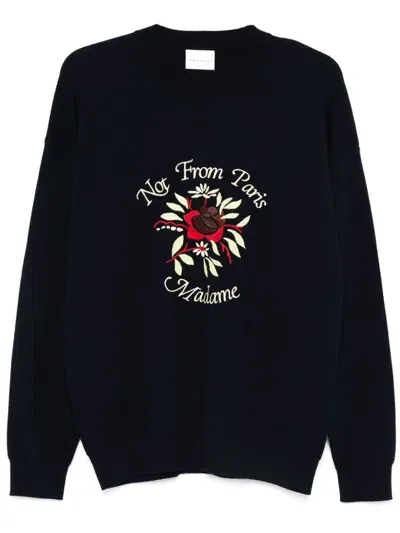 Drôle De Monsieur Le Maille Slogan Fleurs-xl Nd Drole De Monsieur Male In Navy