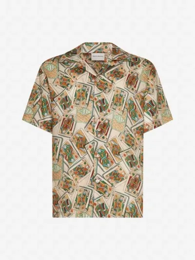 Drôle De Monsieur Jeu De Cartes Camp-collar Shirt In Peach