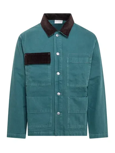 Drôle De Monsieur La Veste Denim Jacket In Green