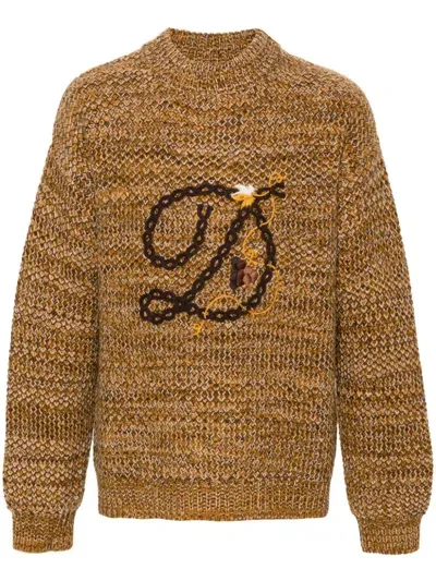 Drôle De Monsieur Sweater With Letter Logo In Brown