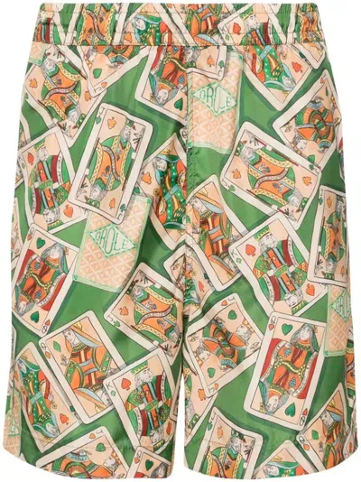 Drôle De Monsieur Jeu De Cartes Elasticated Swim Shorts In Green