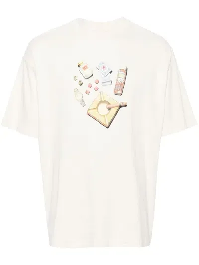 Drôle De Monsieur Short-sleeved Printed T-shirt In Nude & Neutrals