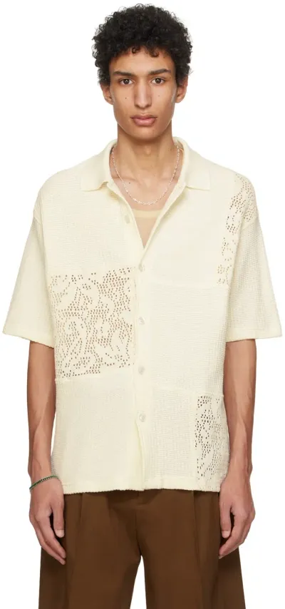 Drôle De Monsieur Off-white 'la Chemise Patchwork' Shirt In Cream