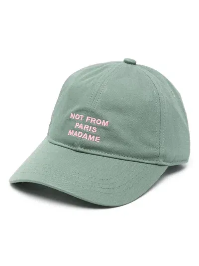 Drôle De Monsieur Slogan-embroidered Cap In Green