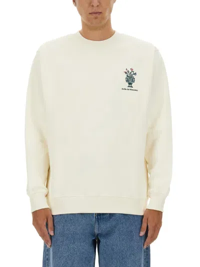 Drôle De Monsieur Sweatshirt With Logo In Nude & Neutrals