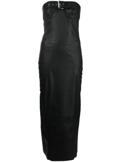 Drome Strapless Leather Dress In Schwarz